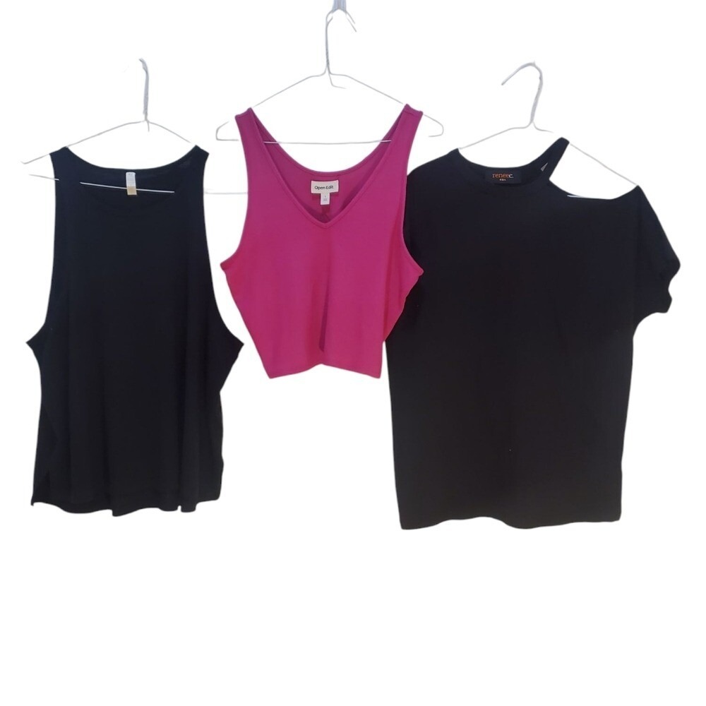 Open Edit Zella ReneeC Tank Top Bundle Sleeveless Casual Black Pink L